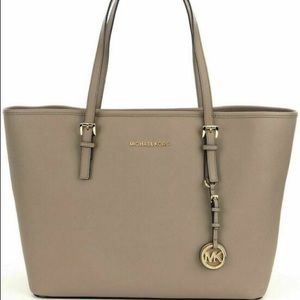 Michael Michael Kors Grey Saffiano Jet Set Tote